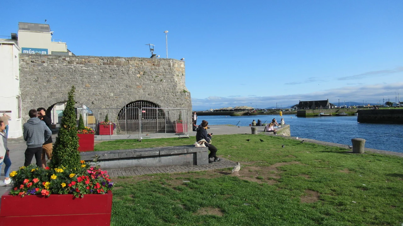 Un arco spagnolo è visibile lungo una sponda del fiume in Irlanda.