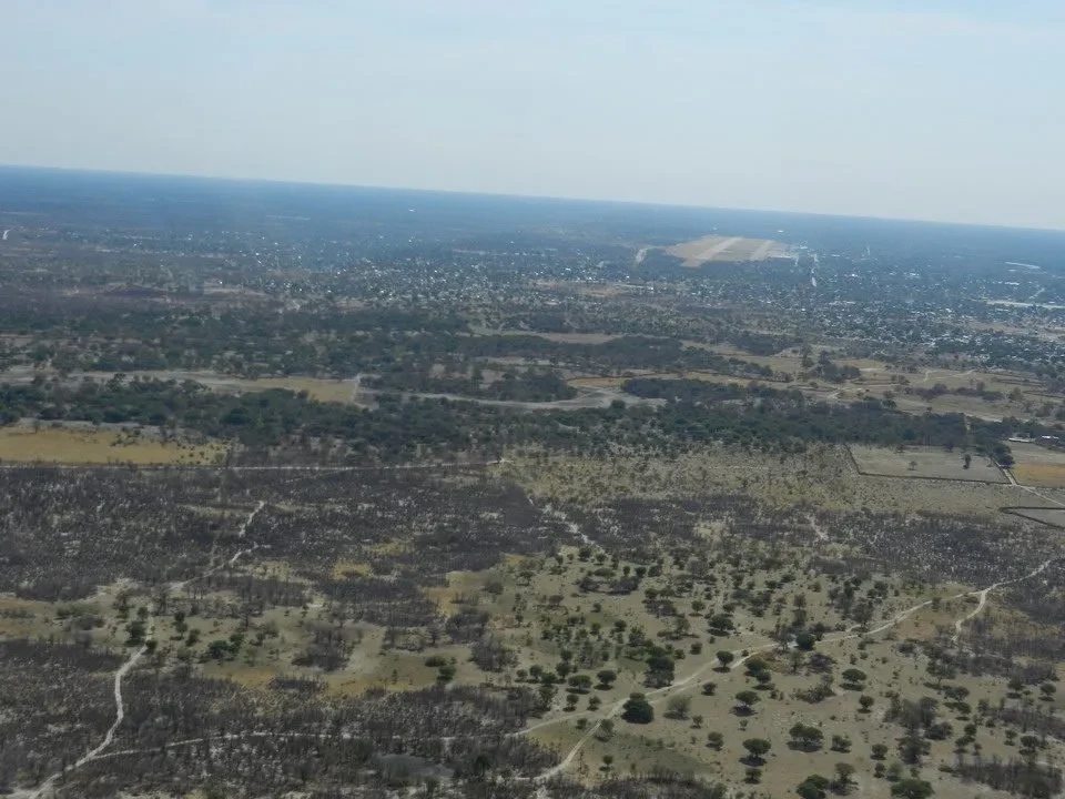 Vista aerea del delta dell'Okavango in Namibia, Botswana e Zimbabwe.