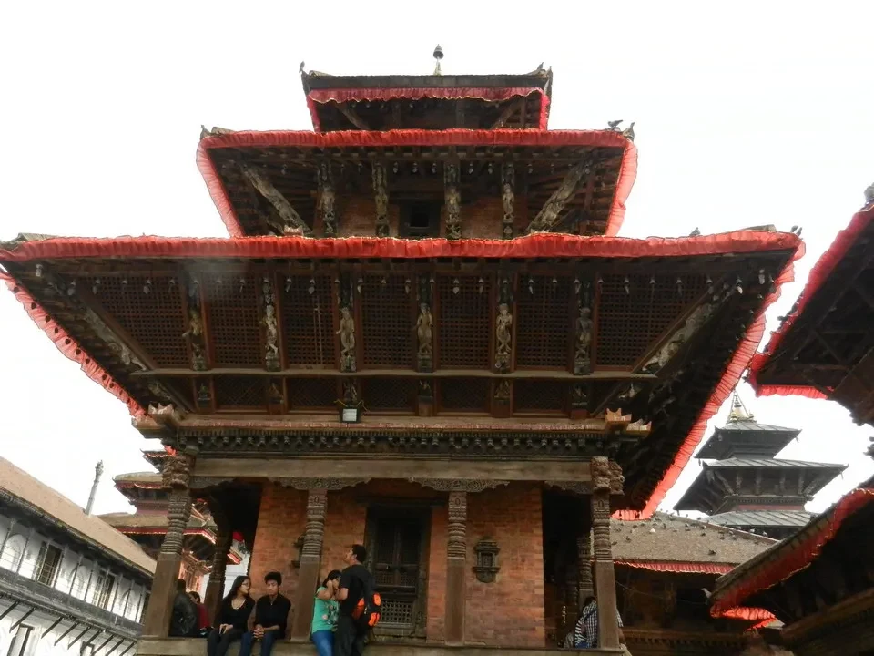 Una vista dall'alto della piazza di Barkhor a Kathmandu, Nepal.