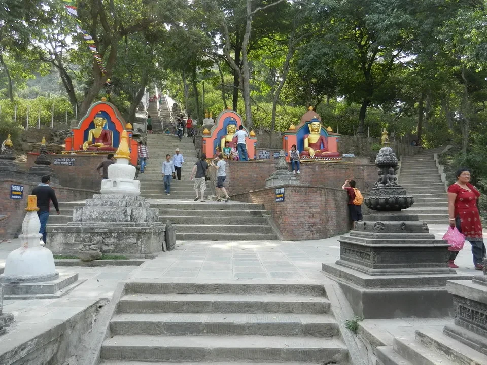 Vista panoramica del Swayambhunath in Nepal.