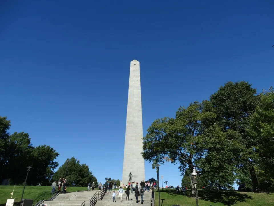 Il Monumento a Bunker Hill domina il paesaggio con un cielo azzurro.