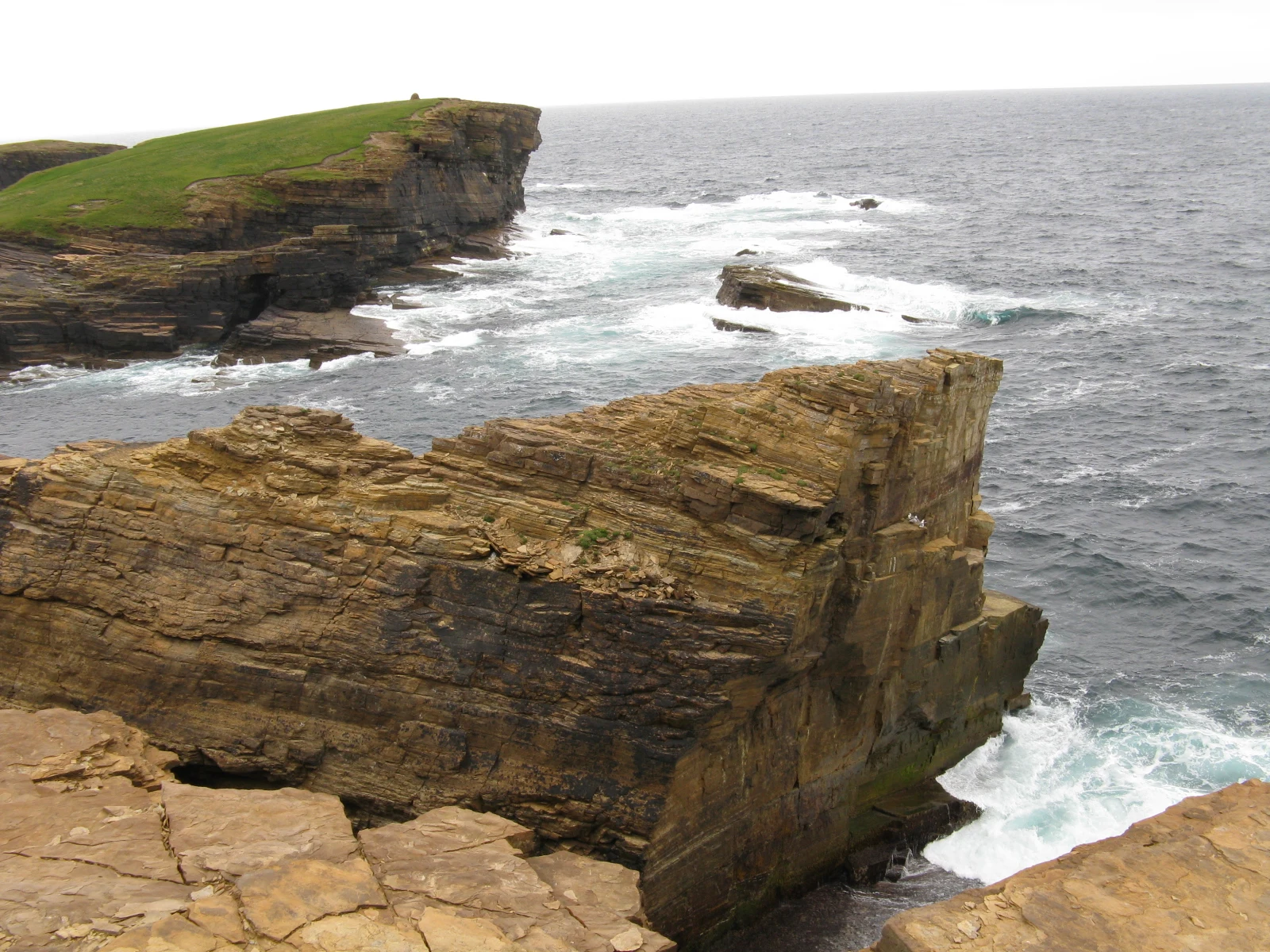 Falesie rocciose esposte al mare in Scozia.