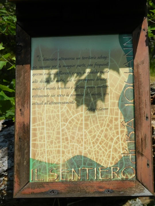 Segnaletica del sentiero Arturo in un ambiente naturale.