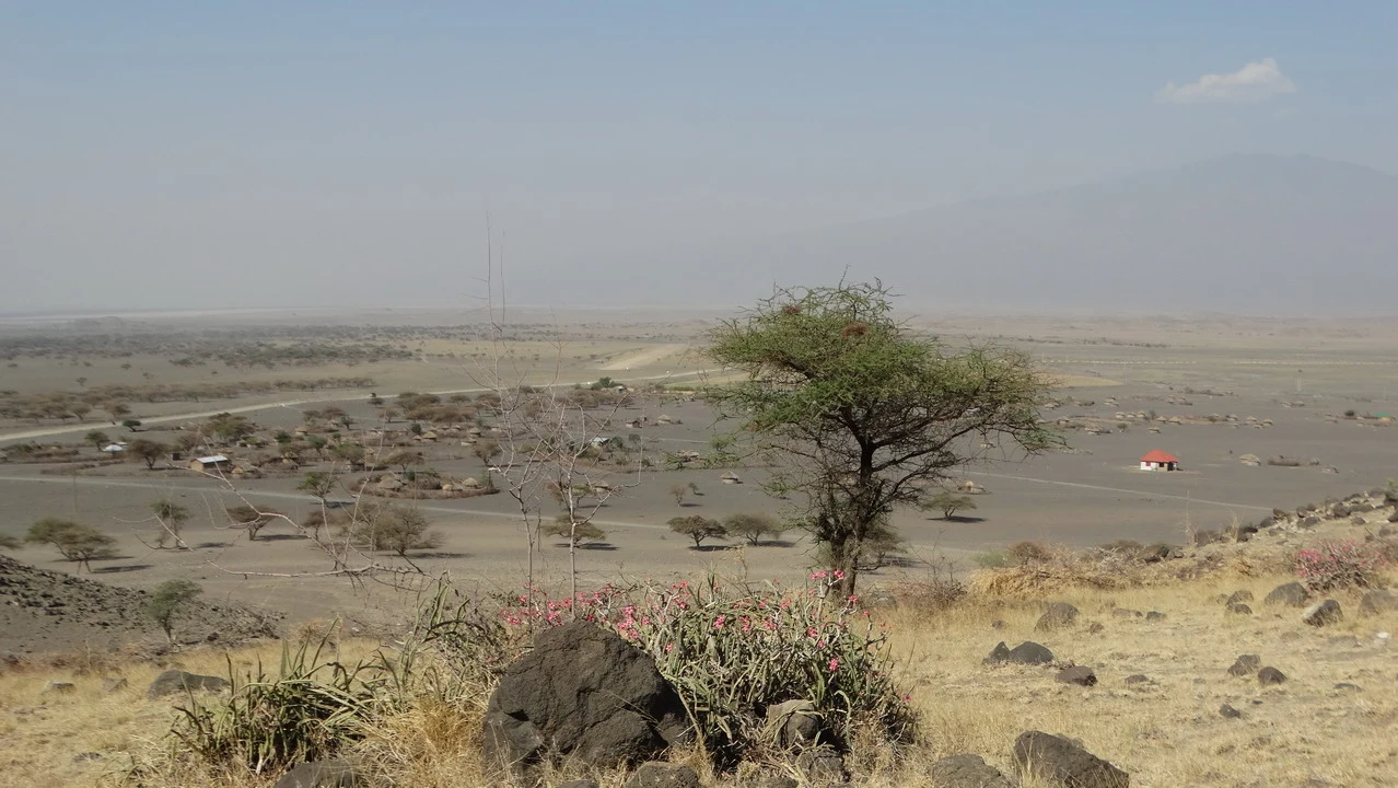 Villaggio di sale nel paesaggio africano della Tanzania.