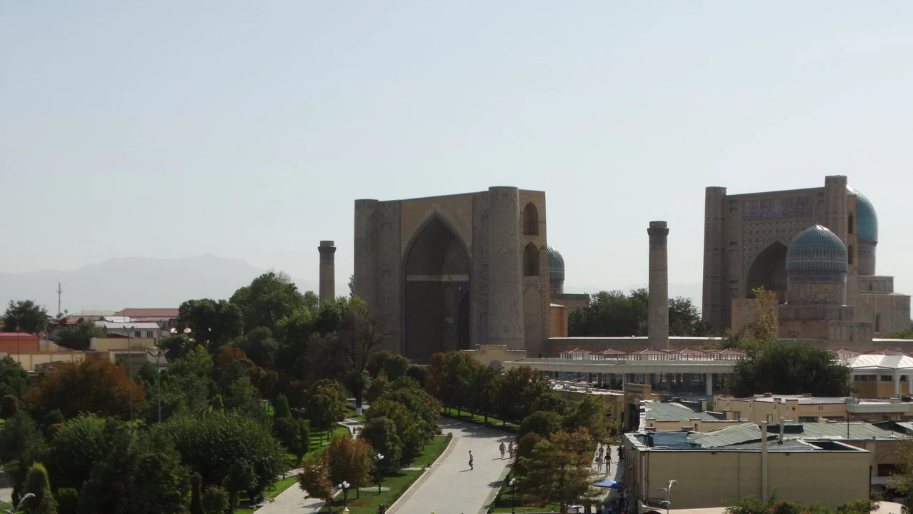 Moschea Bibi-Khanym a Samarcanda in Asia Centrale.