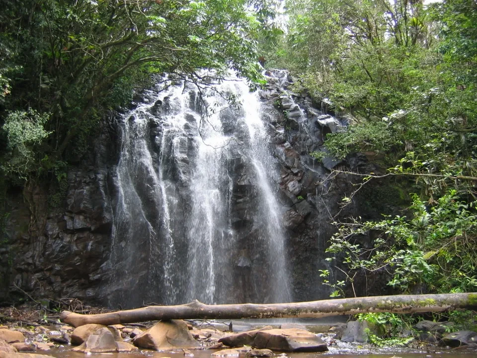 Cascata naturale con acqua che scorre su rocce nel paesaggio australiano.